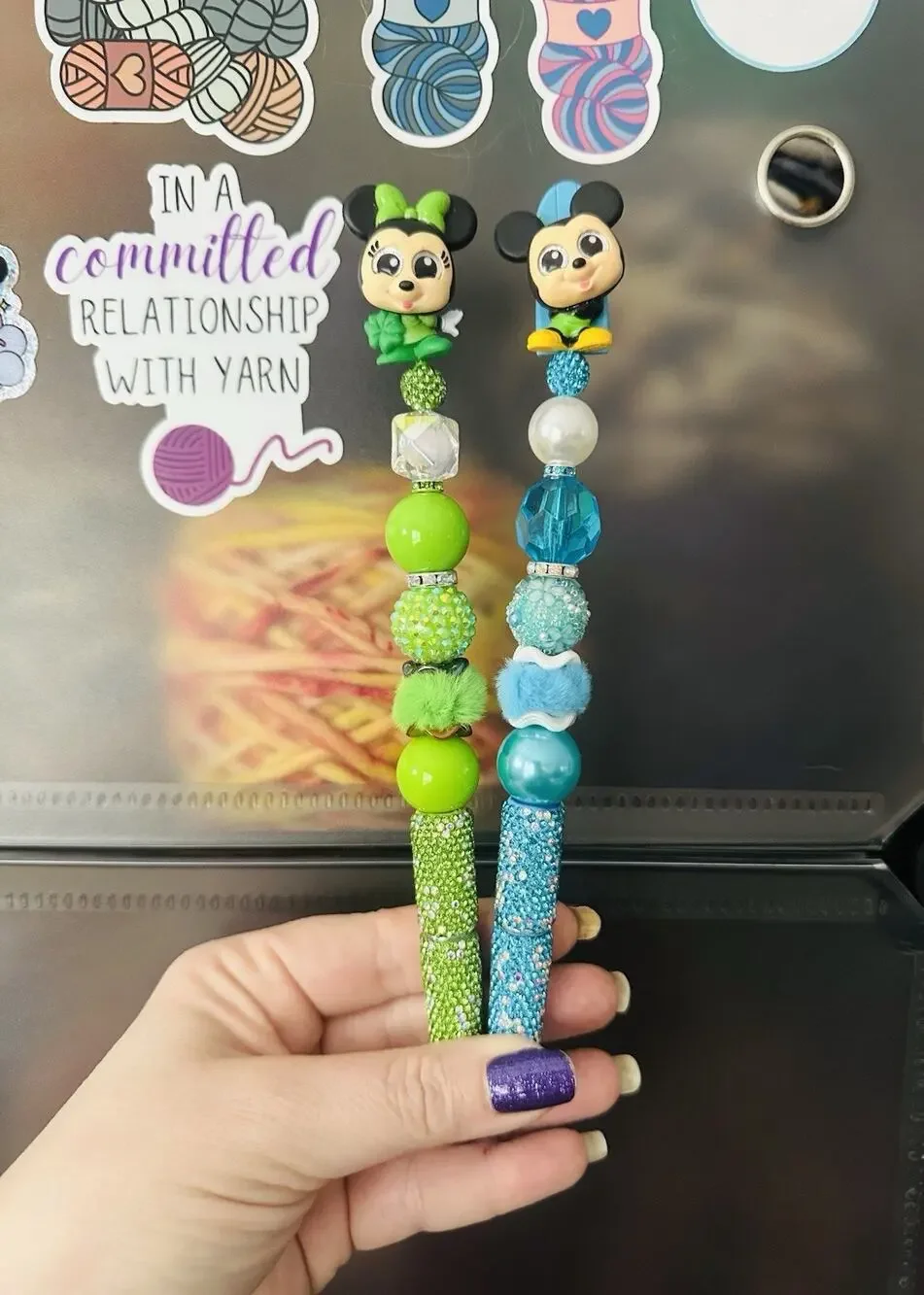Mickey And Minnie Beaded Pens